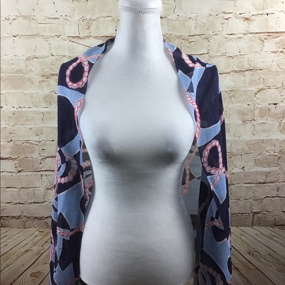 Lilly Pulitzer Silk Cashmere Fringe Scarf Nautical - Picture 4 of 6